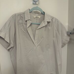 Gray Blouse Crisp Cotton Long Sleeve